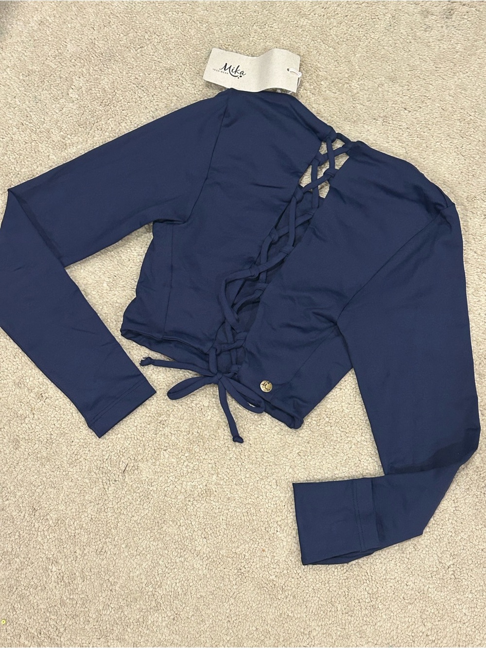 NWT Mika Yoga Yamaya Long Sleeve Crop, Sapphire, size XS